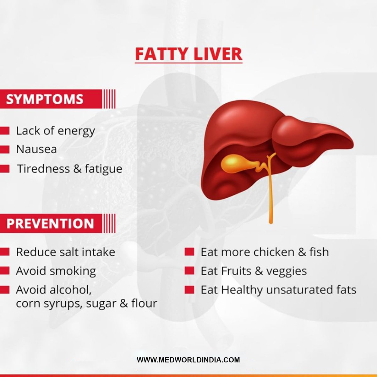 Fatty liver, marked by excess fat in liver cells, poses a growing health concern. Linked to obesity and metabolic factors, it often lacks noticeable symptoms. 
#MedWorld #LiverWellness #FattyLiverAwareness #HealthyChoices #LifestyleHealth #PreventFattyLiver #HealthyLiving