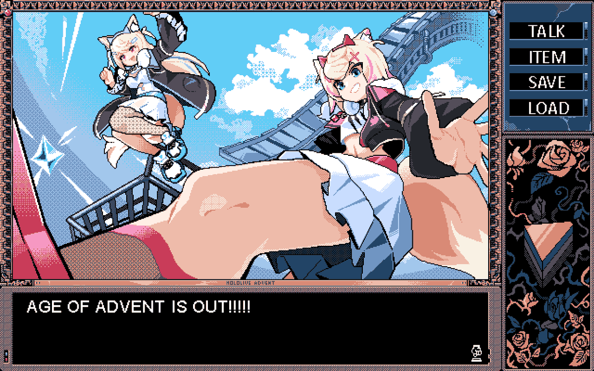 New Advent fan game is out on Steam🔥 I did the game over screen for FWMC game!!! BAU BAU~🩵🩷  FWNC promo art (PC-98) - 16 color limit #FWMCpix