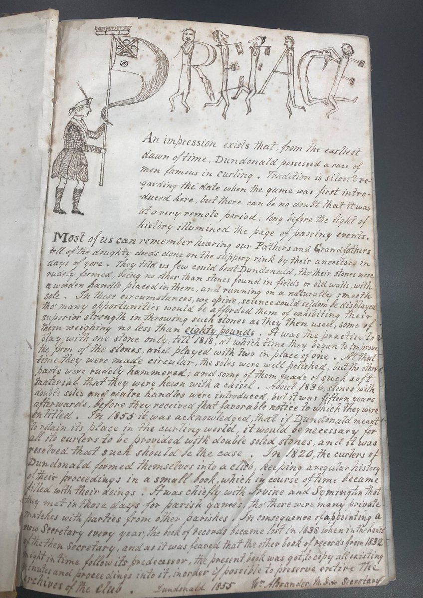 NatRecordsScot's tweet photo. Find records of sport &amp; pastimes in personal papers.

Thanks to Dundonald Curling Club, whose minute book 1832-1952 includes this short summary of their history.

Find more Scots at play through history @‌ScotlandsPeople 👇

https://t.co/lppqaZNumr #ExploreYourArchive #EYAHobbies https://t.co/8g64DtiaRB