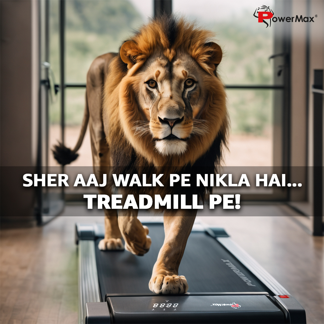 Powermax_India's tweet photo. Aaj treadmill pe workout karo na karo, par SHER zarur kar dena.
#powermax #trend #trending #meme #sheraaj #sher #share #like #comment #treadmill #powermaxfitness #powermaxtreadmill #lion #lionwalkingontreadmill #fitforlife #workout #gym #fitness #explore #memes https://t.co/TFlhjBOLgg