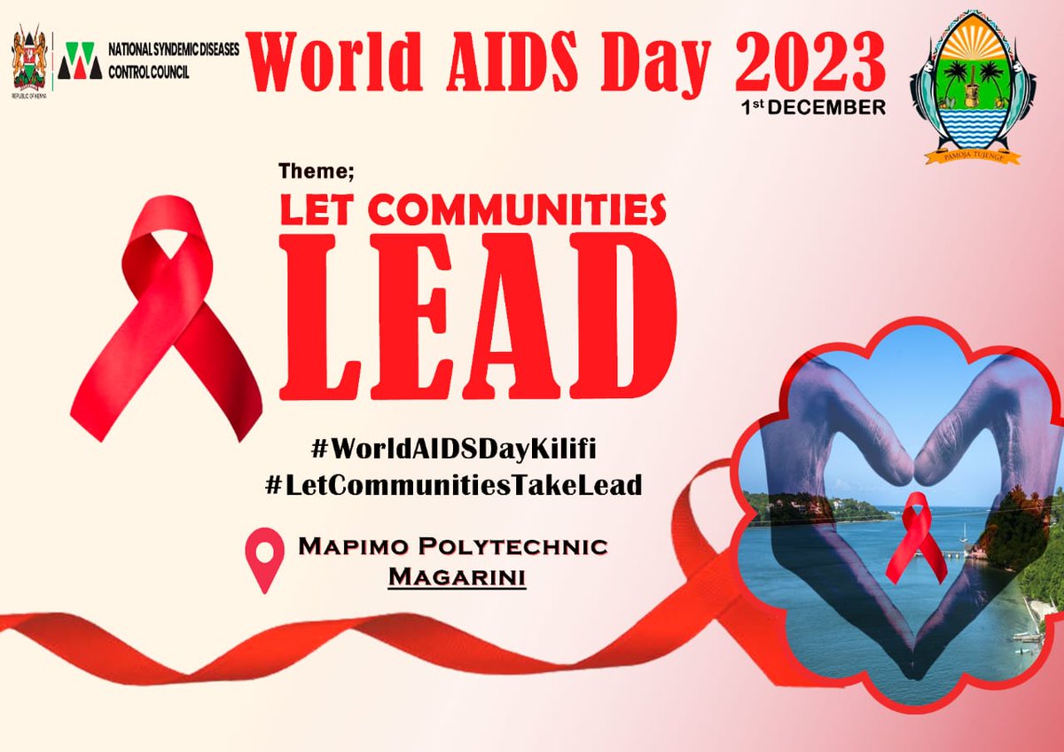 Another day to commemorate the great milestones achieved and appreciate the efforts made towards #EndAIDS2030. Kilifi County would like to invite all for this auspicious event
#WorldAIDSDayKilifi 
#LetCommunitiesTakeLead
#YouthNaPlan