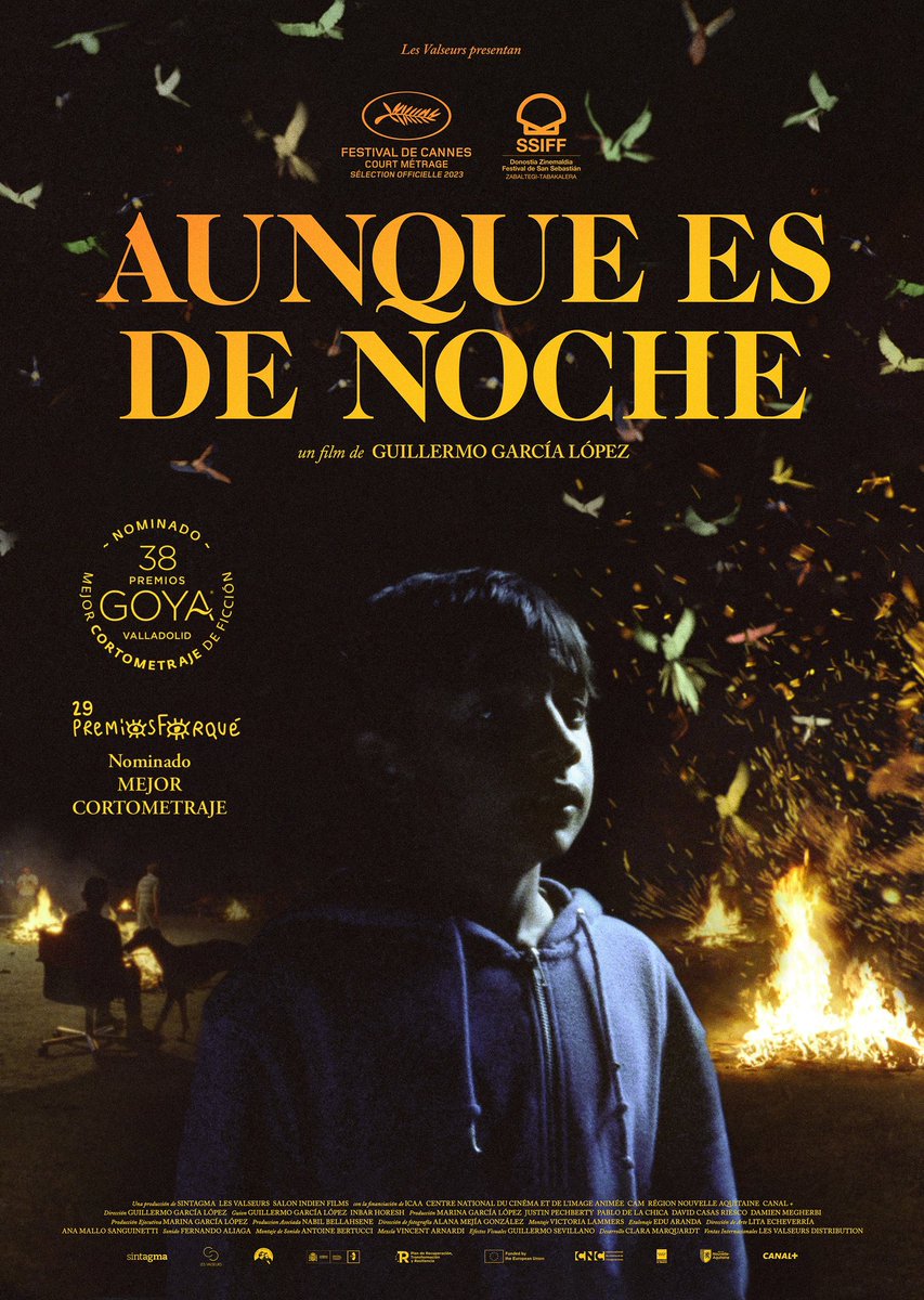 #AunqueEsDeNoche de <a href="/guillermogaloe/">Guillermo Galoe</a> nominado a Mejor Cortometraje de Ficción en los #38premiosgoya 
Gracias a
<a href="/sintagmafilms/">SINTAGMA</a> <a href="/SalonIndienF/">Salon Indien Films</a> <a href="/LesValseurs/">Les Valseurs</a> <a href="/CulturaCMadrid/">Cultura▪️Comunidad de Madrid</a> <a href="/CineICAA/">ICAA</a> <a href="/Academiadecine/">Academia de Cine</a>