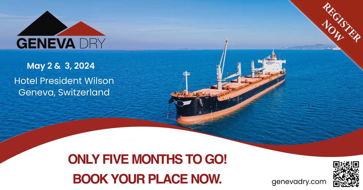 GENEVA DRY 2024: The clock is ticking, book your place at Geneva Dry here: genevadry.com/book/
#shipping #drybulk #GenevaDry