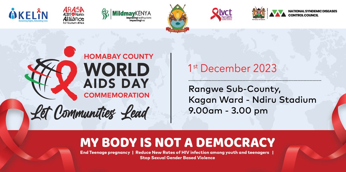 Today <a href="/KELINKenya/">KELIN</a> commemorates #WorldAIDSDay2023 in <a href="/HomaBayCountyKE/">𝐇𝐨𝐦𝐚 𝐁𝐚𝐲 𝐂𝐨𝐮𝐧𝐭𝐲</a> with @nascop, <a href="/CsoHomabay/">@HomaBay CSO Network</a>, <a href="/NAYAKenya/">NAYA Kenya</a>, <a href="/CATAGhomabay/">CATAGhomabay</a>, <a href="/Gvrckenya/">GVRC Kenya</a>, <a href="/LVCTKe/">LVCT Health</a>, <a href="/CyanKenya/">CYAN KENYA</a>, <a href="/HEDSOorg/">HEALTH and ECONOMIC DEVELOPMENT STRATEGY ORG</a>, <a href="/EGPAF_Africa/">EGPAF Africa</a>, <a href="/AYARHEP_KENYA/">AYARHEP-KENYA</a>, <a href="/organics_21/">Community Green Organics _21</a>, <a href="/addisclinic/">The Addis Clinic</a>, <a href="/UNICEFKenya/">UNICEF Kenya</a>, <a href="/leon_pessy/">Leon Pessy</a>
#LetCommunitiesLead