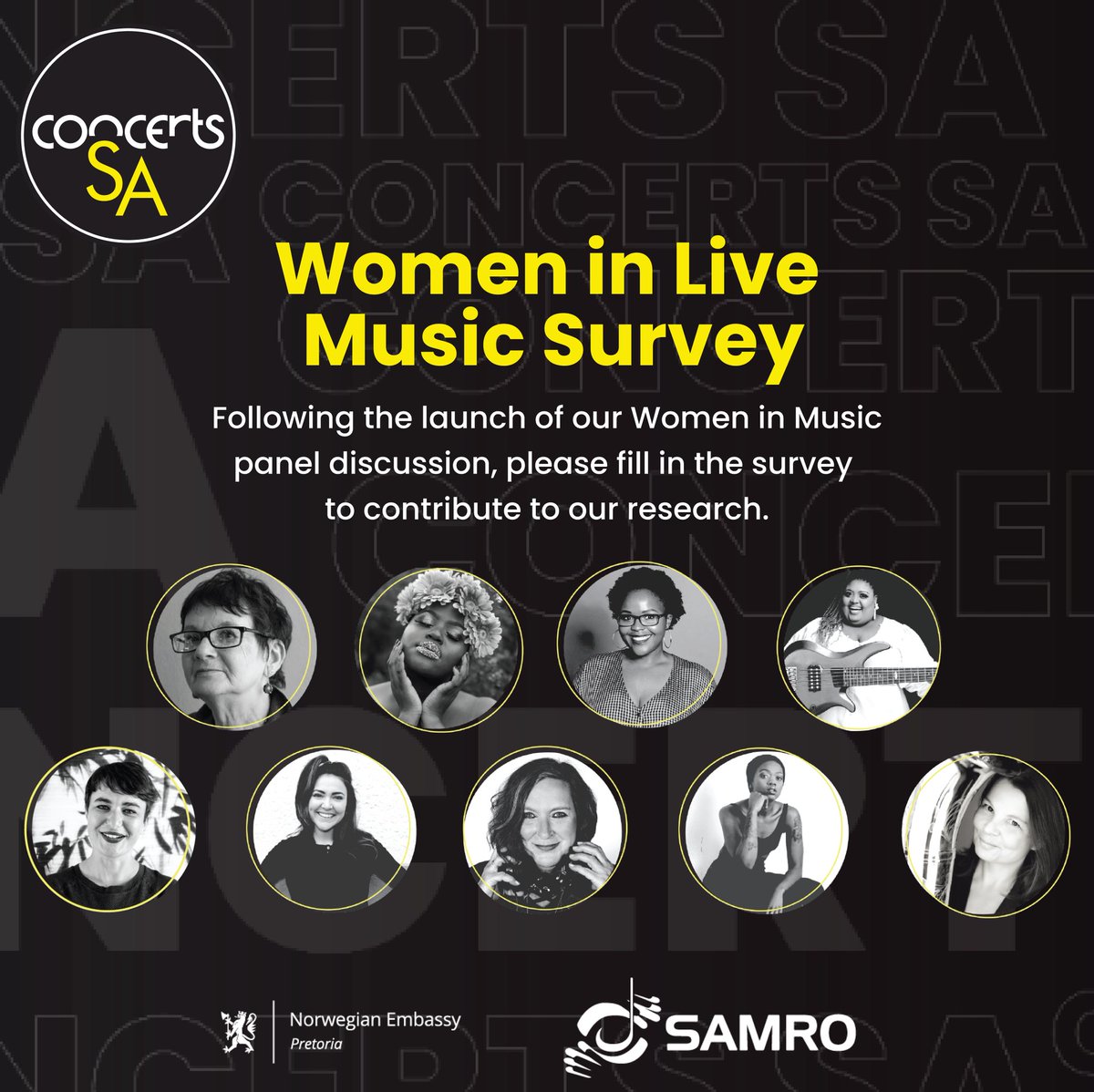 Join the movement for change! Participate in Concerts SA's Women in Live Music Survey. Deadline: 14 December, 2023. Share your experiences, break barriers, and shape a more inclusive music industry. Link to the survey: bit.ly/women-in-live-…