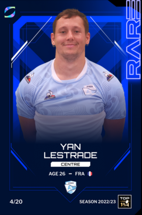 koloscaro's tweet photo. 🎁 Amoureux du sport, voici l'occasion de vivre encore plus fort votre passion : je fais gagner cette carte rare de Lestrade sur @Oval3_game, fantasy #rugby !

Pour participer au #Giveaway :
- Follow @Sport_quotidien et @Oval3_game 
- RT 🔁, Like ❤️ et Commente 🗣️
- TAS le 8/12 https://t.co/HLzzVqlqhm