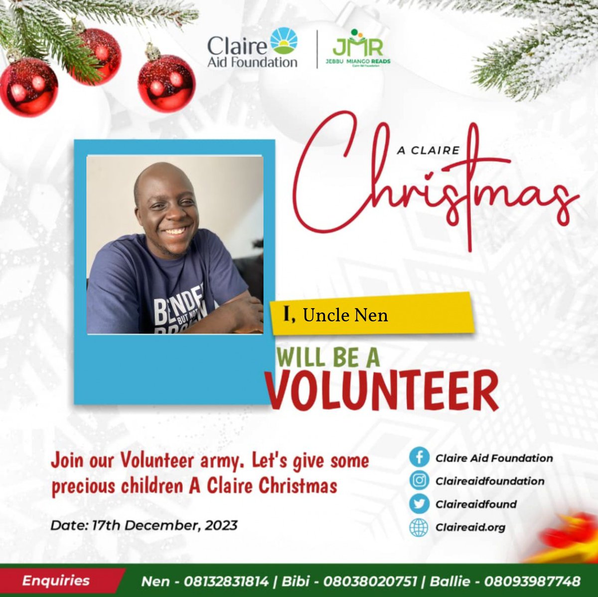 nenkinan_deshi's tweet photo. It's December! And that means my favorite day of the year is coming. It's 16 Days to A Claire Christmas 🥳🥳🥳🎊🎊🎊

In 16 days, we are taking the light, love and joy of Christmas to 1500 children in Miango. And I'm inviting you fam. Be part of this!
1/ https://t.co/QxUaJuNwBg