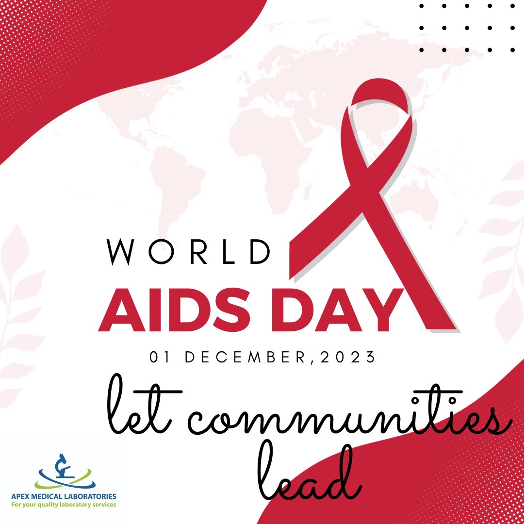 ApexMedicalLab1's tweet photo. Early diagnosis, effective treatment and reaching undetectable viral load are key in ending HIV/AIDS pandemic. Communities should be at the centre of these interventions. #LetCommunitiesLead #WorldAIDSDay https://t.co/ZdfWC57SCn