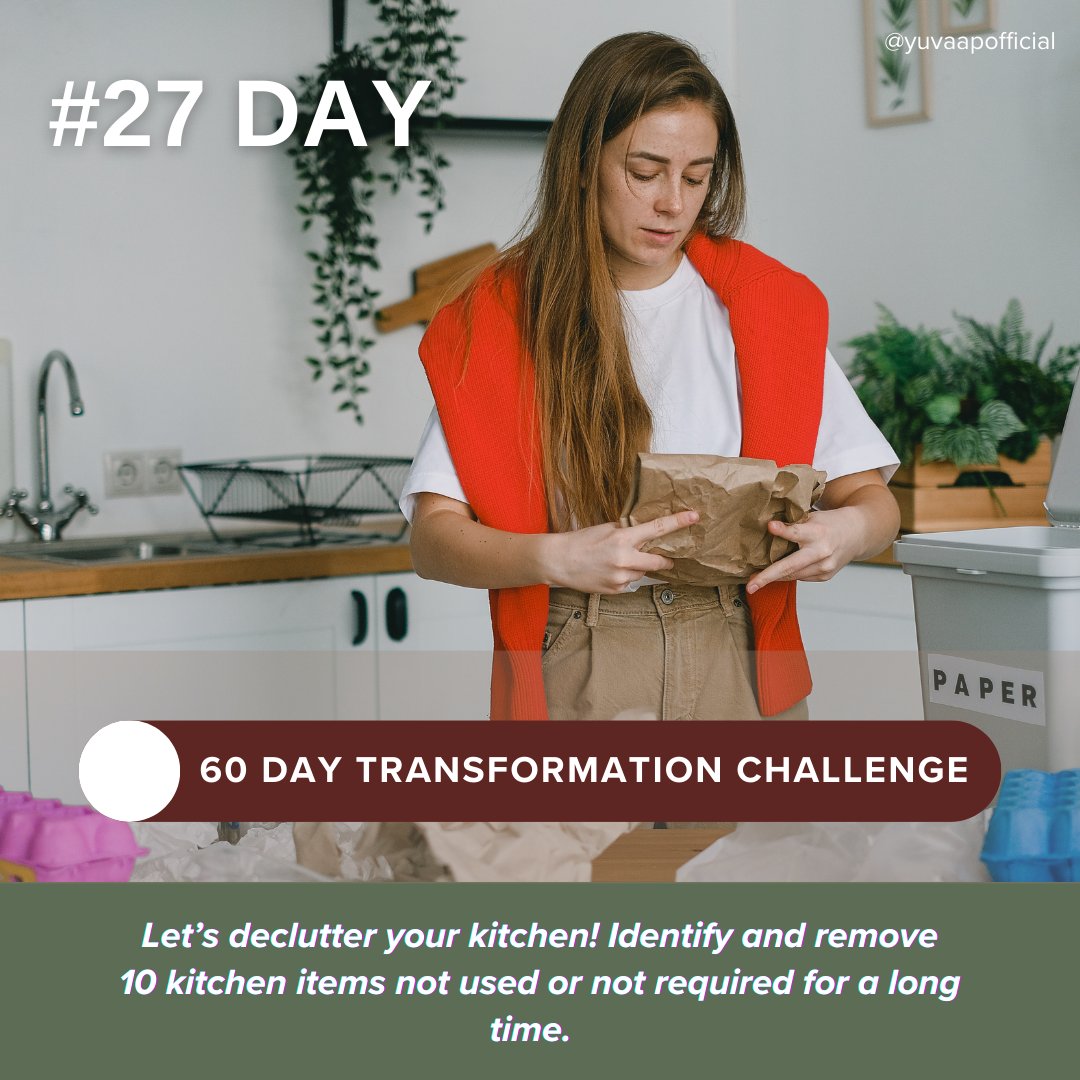 YuvaapOfficial's tweet image. Kitchen declutter challenge! Let's bid farewell to the unused and reclaim space. Identify and remove 10 items that have overstayed their welcome!
#DeclutterChallenge #KitchenRefresh
