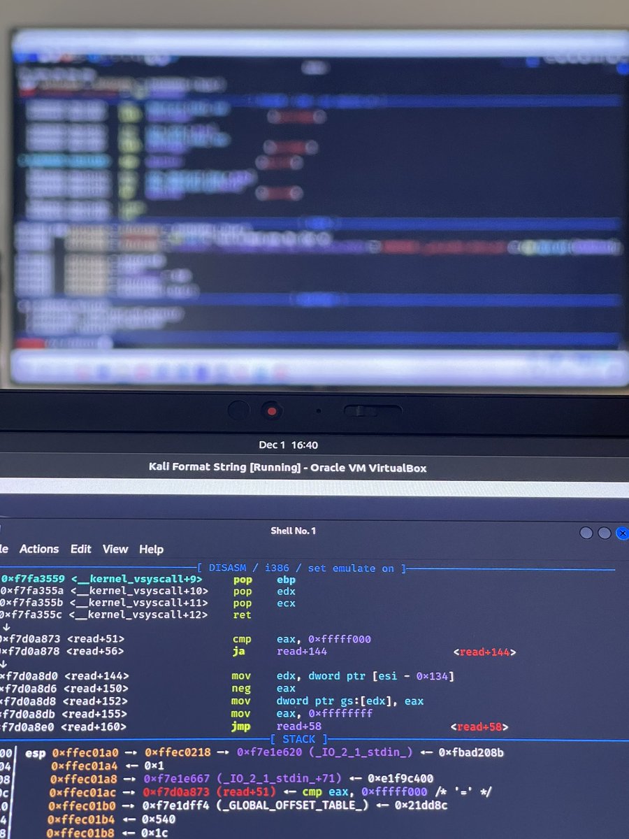 Big thanks to <a href="/_aaronhallier/">Aaron</a> this afternoon for continuing our format string exploitation training series. We had lots of fun! 🐞📚✨