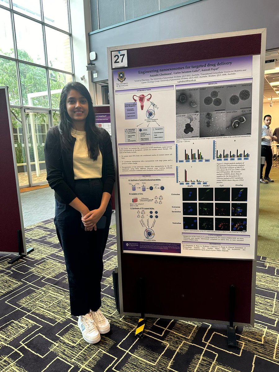 Aayushi Ghodasara (@__aayushi___) on Twitter photo Had a great time at the #DDA2023 šThank you for providing the opportunity to present my work! Glad to have the continual support of my supervisors <a href="/popatlab/">Dr Amirali Popat</a> <a href="/cfsalomo/">Carlos Salomon</a> . Grateful for the travel grant from <a href="/UQPharmacy/">UQ Pharmacy</a> for the travel funds to Melbourne <a href="/MIPS_Australia/">Monash Institute of Pharmaceutical Sciences</a> Had a great time at the #DDA2023 šThank you for providing the opportunity to present my work! Glad to have the continual support of my supervisors <a href="/popatlab/">Dr Amirali Popat</a> <a href="/cfsalomo/">Carlos Salomon</a> . Grateful for the travel grant from <a href="/UQPharmacy/">UQ Pharmacy</a> for the travel funds to Melbourne <a href="/MIPS_Australia/">Monash Institute of Pharmaceutical Sciences</a>
