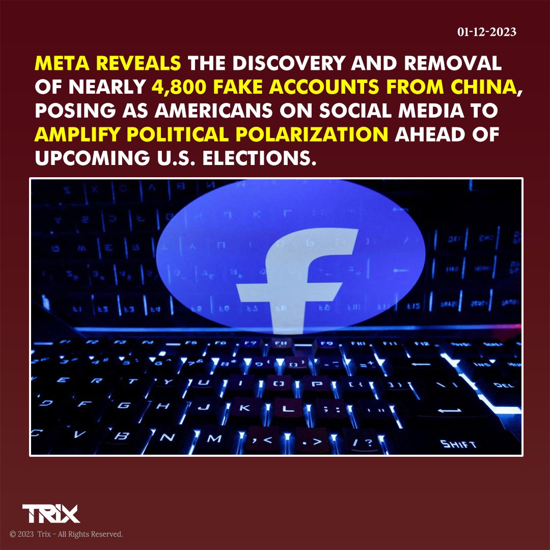 Trixindia_in's tweet image. "Meta Unveils Crackdown on 4,800 Fake Chinese Accounts Amplifying Political Tensions in U.S."

 #Meta #FakeAccounts #SocialMediaManipulation #USPolitics #ElectionIntegrity #DigitalDisinformation #OnlineSecurity #ChinaFakeAccounts #PoliticalPolarization #trixindia