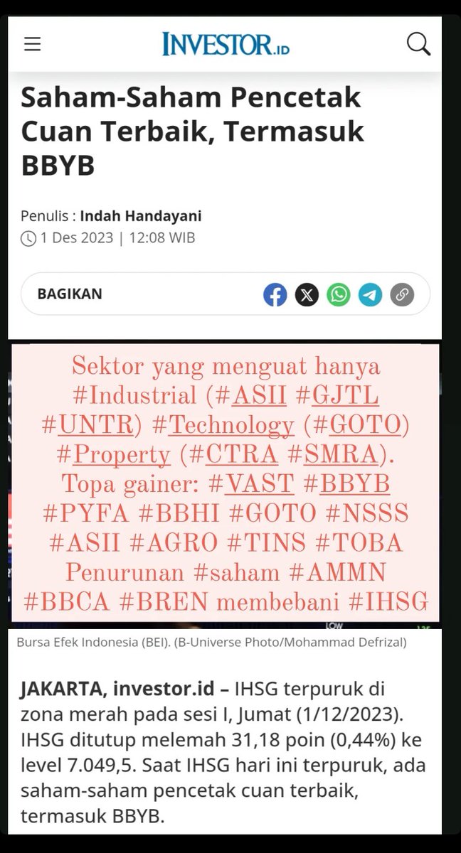andri_zakarias's tweet photo. View IHSG saham BYAN BUMI CUAN ICBP AMMN INCO MSCI November Rain 🏧
#ctasaham #saham #inflasi #idx #NovemberRain #BYAN #BUMI #AMMN #INCO #ICBP #CUAN #MSCI #tradingsaham #trading #novemberrain #kontannews https://t.co/UUVNiI5v2x