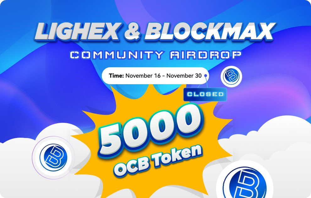 The LIGHEX x BLOCKMAX Community Airdrop - Event Closed!

That ran from November 16th to November 30th is now closed. We want to thank everyone who participated with us.

Stay tuned as we review the submissions. The winners will be announced within the next 72 hours. 🏆🚀