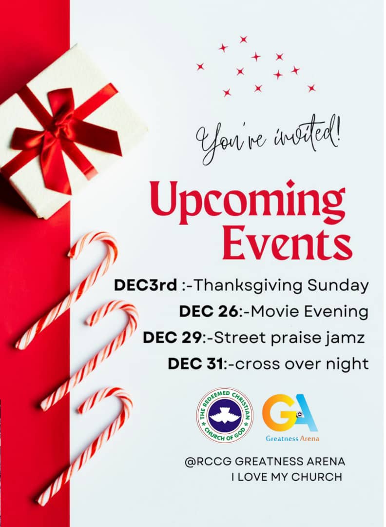 GREATNESSarena's tweet photo. It's always joy overflow especially when we've made it to the last lap of the year. 

Greatness Arena has a line up of blessed time for you this December, so worship with us and have a fulfilled holidays

Happy New Month
#December2023 
#Rccg 
#Divinerepositioning
#Ibadan https://t.co/4jJnGiYI6P