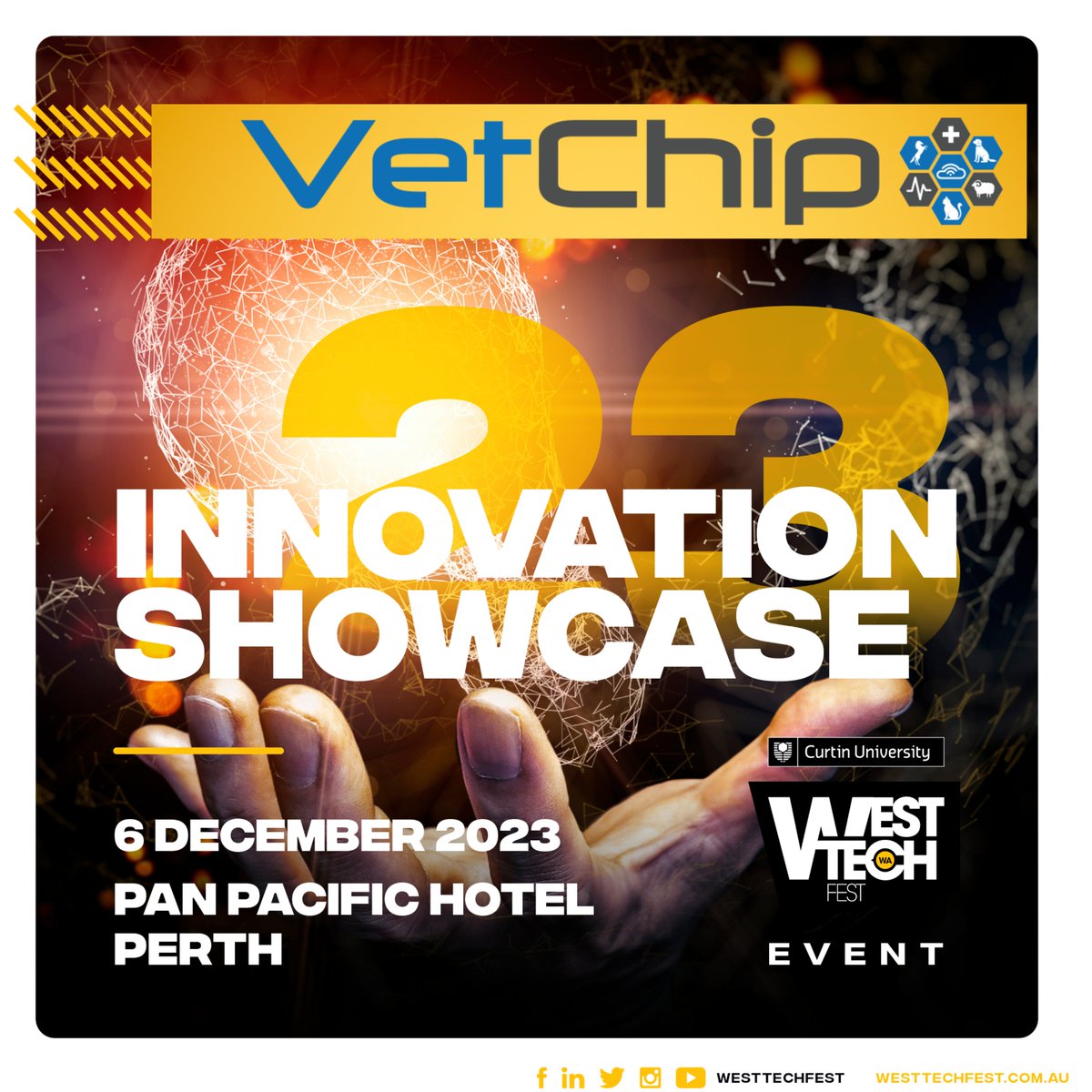 We look forward to seeing you December 6 at this year's West Tech Fest Innovation Showcase. 

We're developing technologies that will change the way we understand and look after our animals forever. businesses leading the way in local innovation.

#VetChip #westtechfest #wa