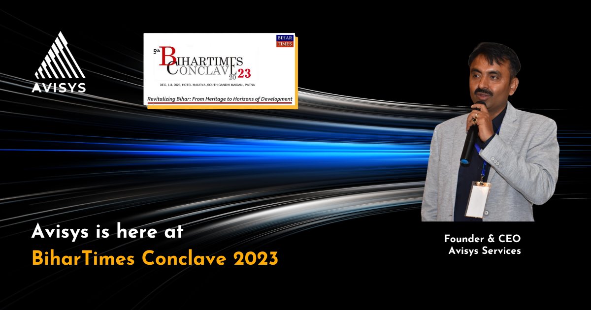 Avisys1's tweet photo. Join us at #BiharTimesConclave. Led by @HarshvardhanKumar, Avisys is set to grace the event.
Details: https://t.co/9C8cSA0Wm1
#TechConclave2023 #BiharTimes #DigitalIndia #DigitalTransformation https://t.co/F5TNjNsYw4