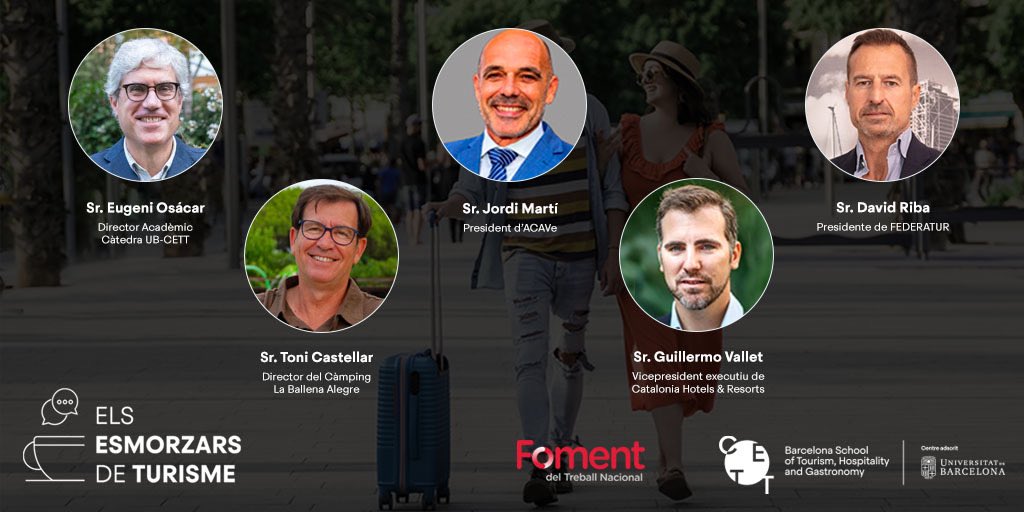 <a href="/turismecat/">Turisme</a> <a href="/MGotanegra/">Miquel Gotanegra</a> <a href="/FomentTreball/">Foment del Treball Nacional</a> <a href="/rodalies/">Rodalies Catalunya</a> A la taula rodona moderada per <a href="/barcelonamovie/">Eugeni Osácar</a>, director de la Càtedra de Turisme <a href="/UniBarcelona/">Universitat de Barcelona</a> CETT tindrem:
-Toni Castellar <a href="/laballenaalegre/">Ballena Alegre</a> 
-Jordi Martí <a href="/ACAVe_travel/">ACAVe</a> 
-<a href="/GuillermoVallet/">Guillermo Vallet</a>, <a href="/CataloniaHotels/">Catalonia Hotels & Resorts</a> 
-David Riba, <a href="/federatur/">Federatur</a>