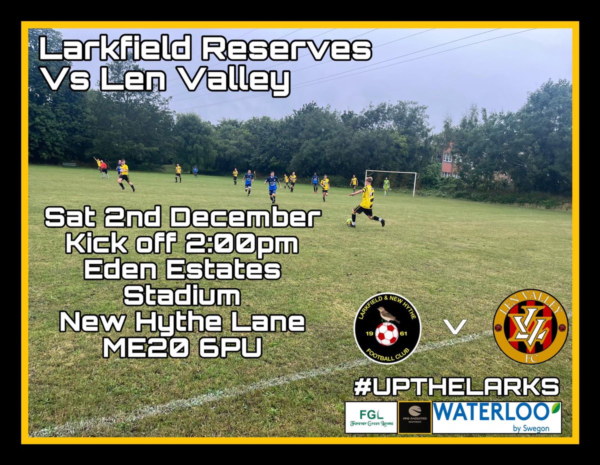 The Lads Are Back In Action Tommorow &amp; It's Going To Be A Cold One 🥶🥶

🏆 Kent League Div3
⚽️ @LenValleyFC
🗓  2nd December
⏰ 2PM KO
💸 Free Entry
🍻ClubHouse Open
📍Eden Estates Community 🏟 251A New Hythe Lane Larkfield ME20 6PU 

Come Down &amp; Support Us!

#UpTheLarks 🟡⚫️