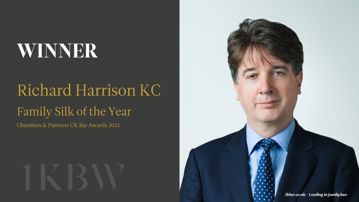 We are proud to announce that Richard Harrison KC won Family Law Silk of the Year at the @ChambersGuides UK Bar Awards 2023, last night. Many congratulations from everyone at @1kbwChambers!