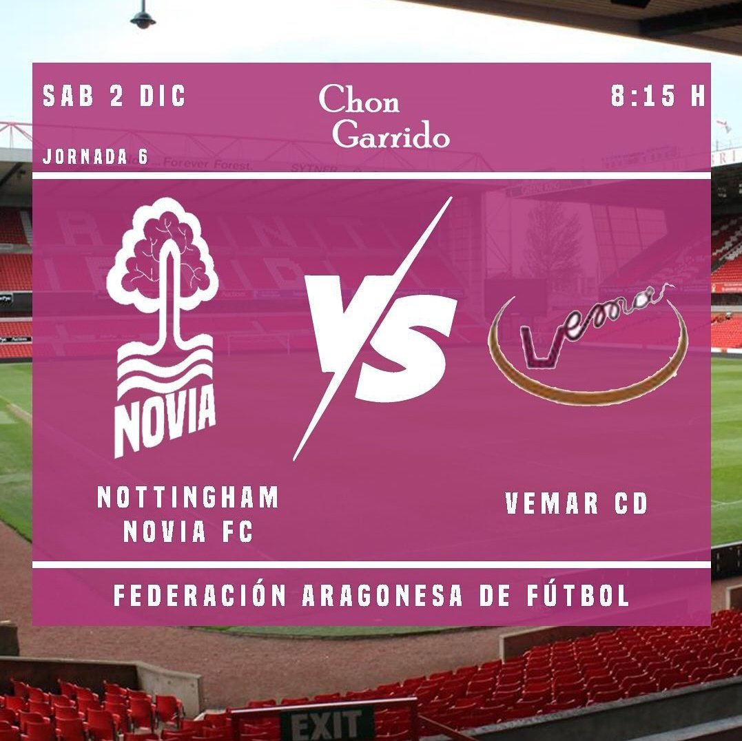 NottinghamNovia's tweet photo. NUEVA JORNADA EN BUSCA DE LOS 3 PUNTOS!!!

📅 2/12
⏰️ 8:15
📍CAMPOS DE LA FEDERACIÓN 

ESPERAMOS QUE VENGA MUCHA AFICIÓN 💪 
#Nottingham #Notnovia #rossineros #unaciudadlateporti #Victoria https://t.co/kqKqcLlFO8