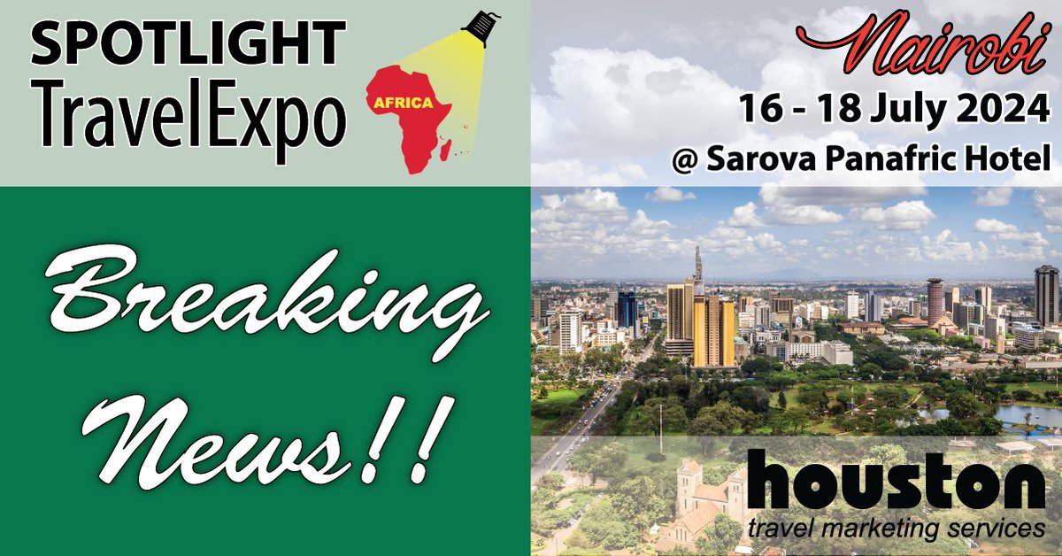 We are already receiving a lot of booking enquiries for the Spotlight Nairobi TravelExpo from 16-18 July  2024. Nairobi is always our busiest travel trade Expo!! More  information: houstonmarketing.co.za/spotlight-work…
