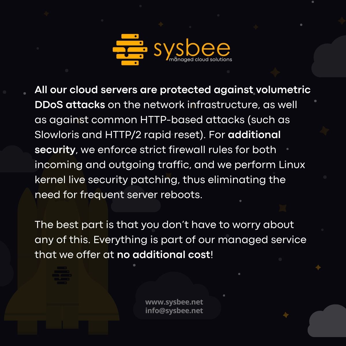 In Q3 2023, HTTP #DDoSattack traffic increased by 65% compared to Q2 2023.
All Sysbee Cloud Servers are protected against volumetric DDoS attacks, and you don’t have to worry about this.

Cyber Week deals are still active. → sysb.ee/managedcloud

#DDoS #Wordpress #magento