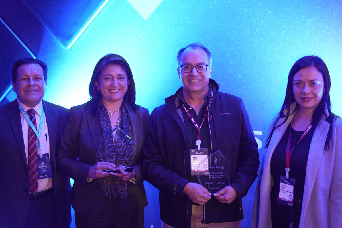 <a href="/NeuronaSAS/">Neurona Tecnología Financiera</a> <a href="/Exsisdigital/">Exsis Digital</a> Los ganadores de nuestro #CasoDeÉxitoDeServicios son Magis SAS y <a href="/NeuronaSAS/">Neurona Tecnología Financiera</a>, con su solución "ENJISST: la plataforma colaborativa para pruebas ágiles y DEVOPS".
Entrega el premio <a href="/rfranco/">Rafael Franco</a> #CEO de <a href="/comforce_/">Gestion De Contratos</a> y miembro de junta de <a href="/FedesoftCol/">Fedesoft Colombia</a>
#PremiosIngenio2023