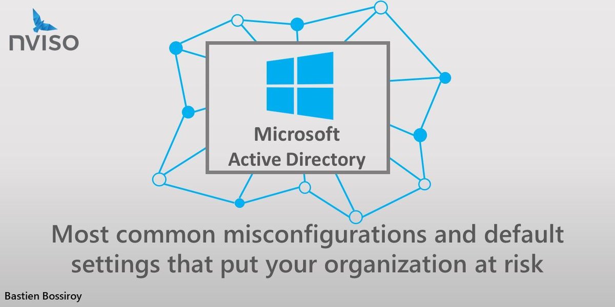 CyberWarship's tweet image. &quot;Most common Active Directory misconfigurations and default settings that put your organization at risk&quot;

#infosec #pentest #redteam 
blog.nviso.eu/2023/10/26/mos…