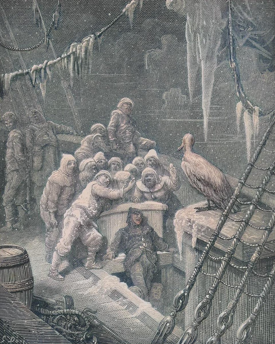 aflashbak's tweet photo. Illustration for The Rime of the Ancient Mariner, The Frozen Crew are Joined by an Albatross - Gustave Doré, 1876. https://t.co/fvbcAqWhv6