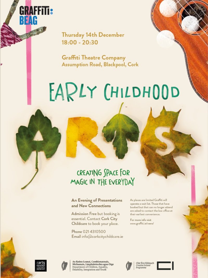Early years educators, artists &amp; anyone interested in early childhood arts, join on Thu 14 Dec @ 6pm as we share experiences from the recent Arts in Early Learning &amp; Care &amp; School-Age Childcare Pilot Scheme.
Free but booking essential: on 021 4310500 or  info@corkcitychildcare.ie