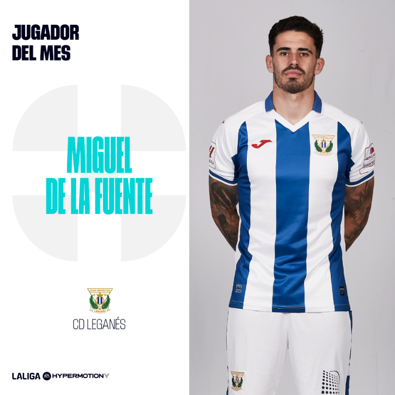 LaLiga2's tweet photo. ⚽ Los goles del LÍDER.

🏆🔝 ¡@Migueldlfuente9, del @CDLeganes, es el 𝐉𝐔𝐆𝐀𝐃𝐎𝐑 𝐃𝐄𝐋 𝐌𝐄𝐒 de noviembre en #LALIGAHYPERMOTION!

#PREMIOSLALIGA