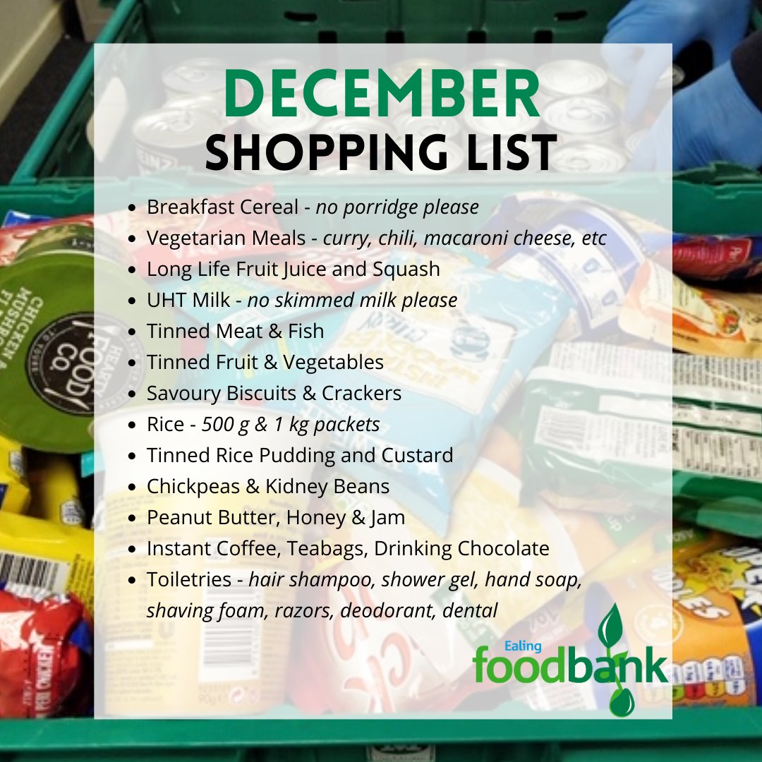 Who spotted the three minutes of snow this morning? With the temperatures plummeting, we're looking towards another very busy month at Ealing Foodbank. Each item that you donate will go to a local individual or family who is struggling this winter. Thank you!