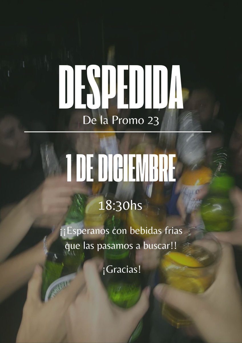 ¡HOY!
ES NUESTRA DESPEDIDA😪
como todos los años vamos a andar por las calles del pueblo en el acoplado, recibiendo bebidas🙌🏻😜