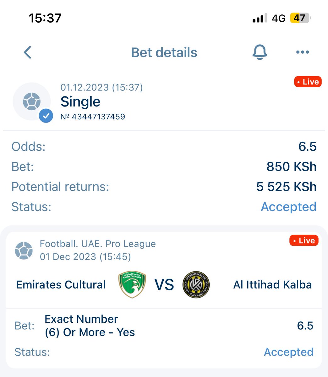 6+ goals
6.5 odds
UAE 🇦🇪 PRO. League 🤞🏾🔥🔥