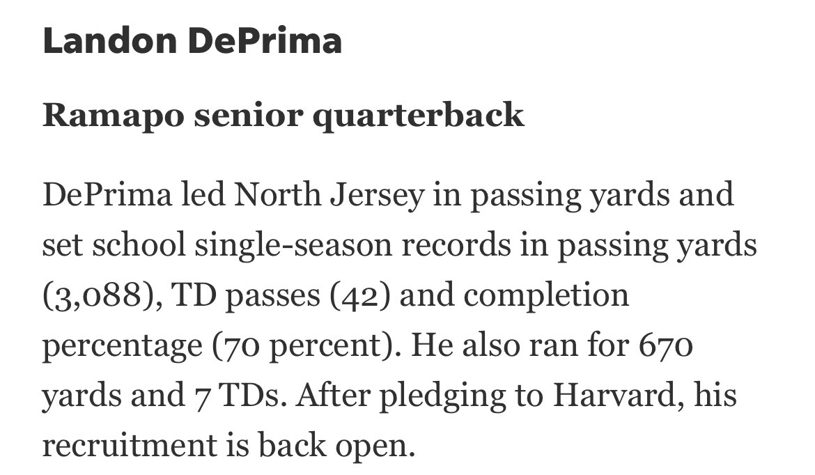Landon Deprima (@landondeprima) on Twitter photo Honored to be recognized as a first team All-North Jersey selection. <a href="/CoachMikeDeFaz/">Mike DeFazio</a> <a href="/RamapoFootball/">šamapo Football</a> Honored to be recognized as a first team All-North Jersey selection. <a href="/CoachMikeDeFaz/">Mike DeFazio</a> <a href="/RamapoFootball/">šamapo Football</a>