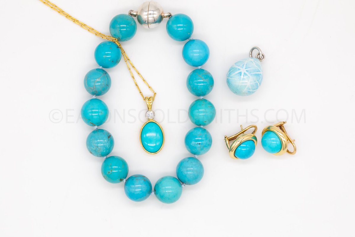 eatonsgoldsmith's tweet photo. And just like that the Countdown to Christmas 2023 is on! 

This is a collection of Turquoise jewellery handmade by Eaton’s, all bespoke pieces &amp; all currently available in our shop. 

#EatonsGoldsmiths
#CountdownToChristmas https://t.co/abzJGIYl35