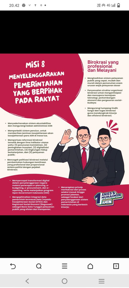marwamoopiya's tweet photo. Salah satu VISI MISI AMIN 

@aniesbaswedan

@cakimiNOW

adalah menyelenggarakan pemerintahan yang berpihak pada rakyat, untuk itu AMIN ingin menciptakan birokrasi yang profesional, dengan program-program kerja berikut ini: #BirokrasiBersihAMIN #AniesMuhaimin2024 https://t.co/HgpjSF5R60