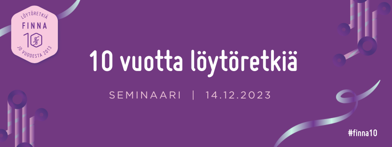 Finnafi's tweet photo. Tule seuraamaan Finnan 10 vuotta löytöretkiä -seminaarin livestriimiä 14.12. klo 13–16! 💜 #Finna10 juhlavuosi huipentuu seminaariin, jossa kuullaan inspiroivia puheenvuoroja datataloudesta löytöretkeilyyn. Tutustu ohjelmaan ja ilmoittaudu mukaan👉 https://t.co/JKcDkB6QcX https://t.co/Gw0YnpTYcc