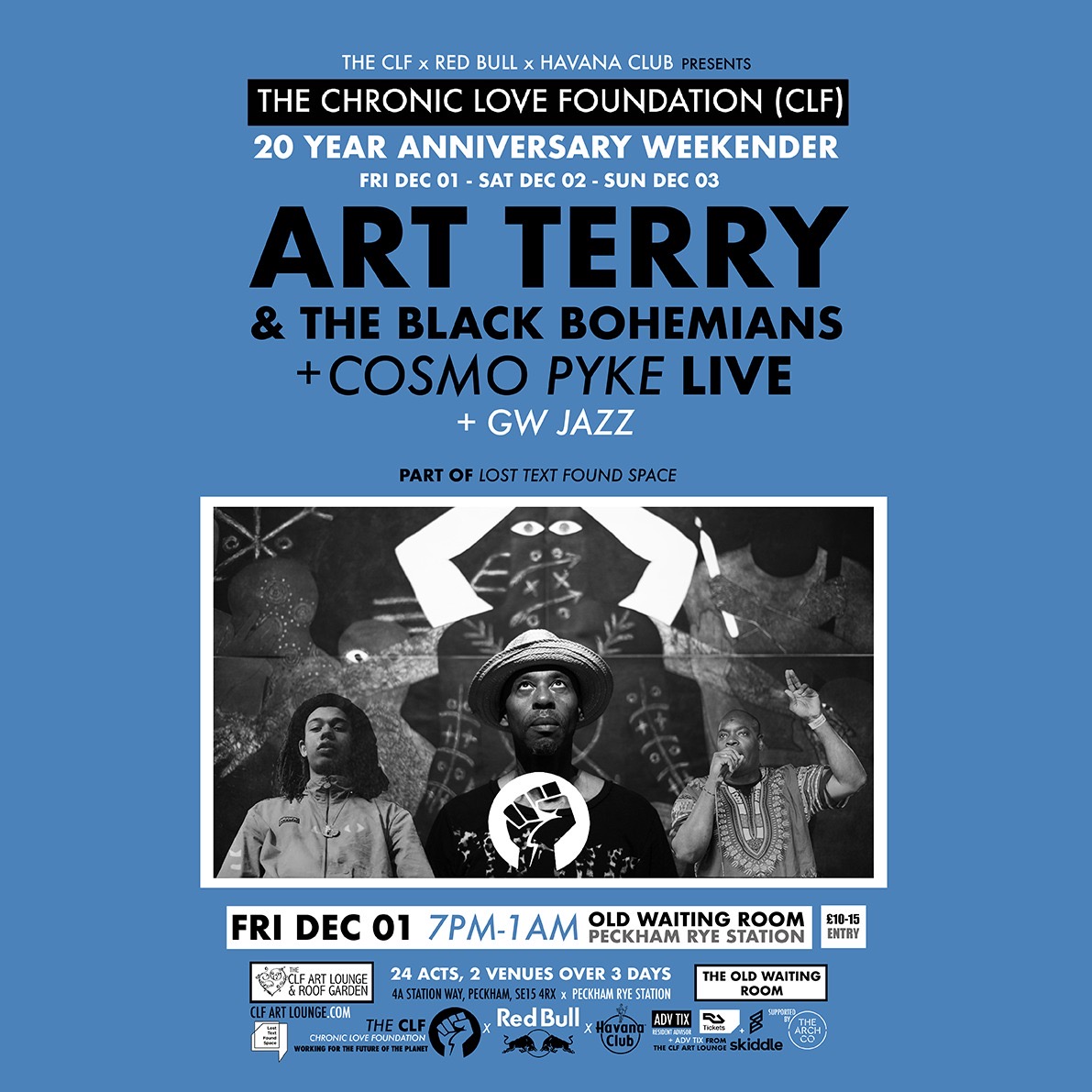 We live TONIGHT at the Old Waiting Room in #Peckham, opening the Chronic Love Foundation 20th anniversary weekender with Cosmo Pyke. Come on down: ra.co/events/1809981

#blackmusic #altsoul #blackbohemians