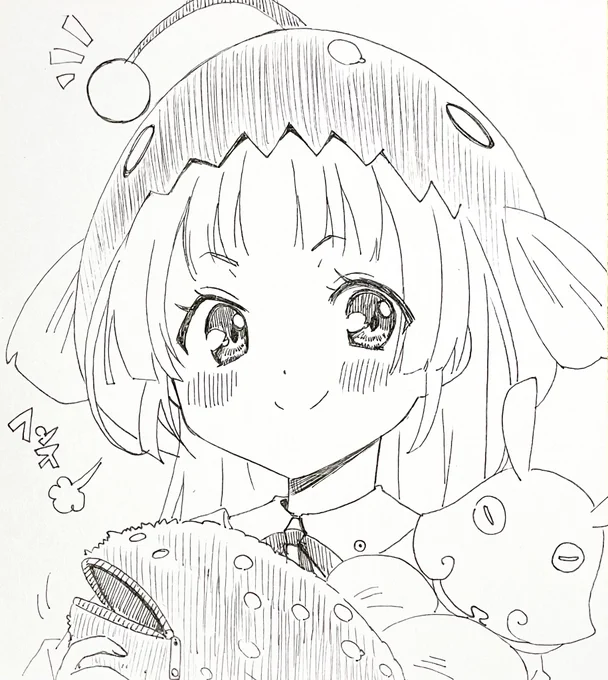 アナログイラスト380日目はヘブバンのあいちん!瑞原あいなを描いたさー。お正月にはちょっと良いかまぼこ食べたいさー。 