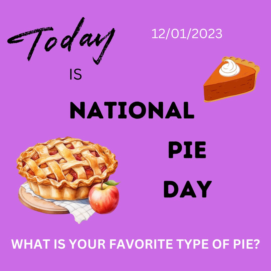 #Travelintonewadventures #NationalPieDay #Pie

My favorite pie:  I love most every pie, but if I had to pick one, I'd say blueberry pie.