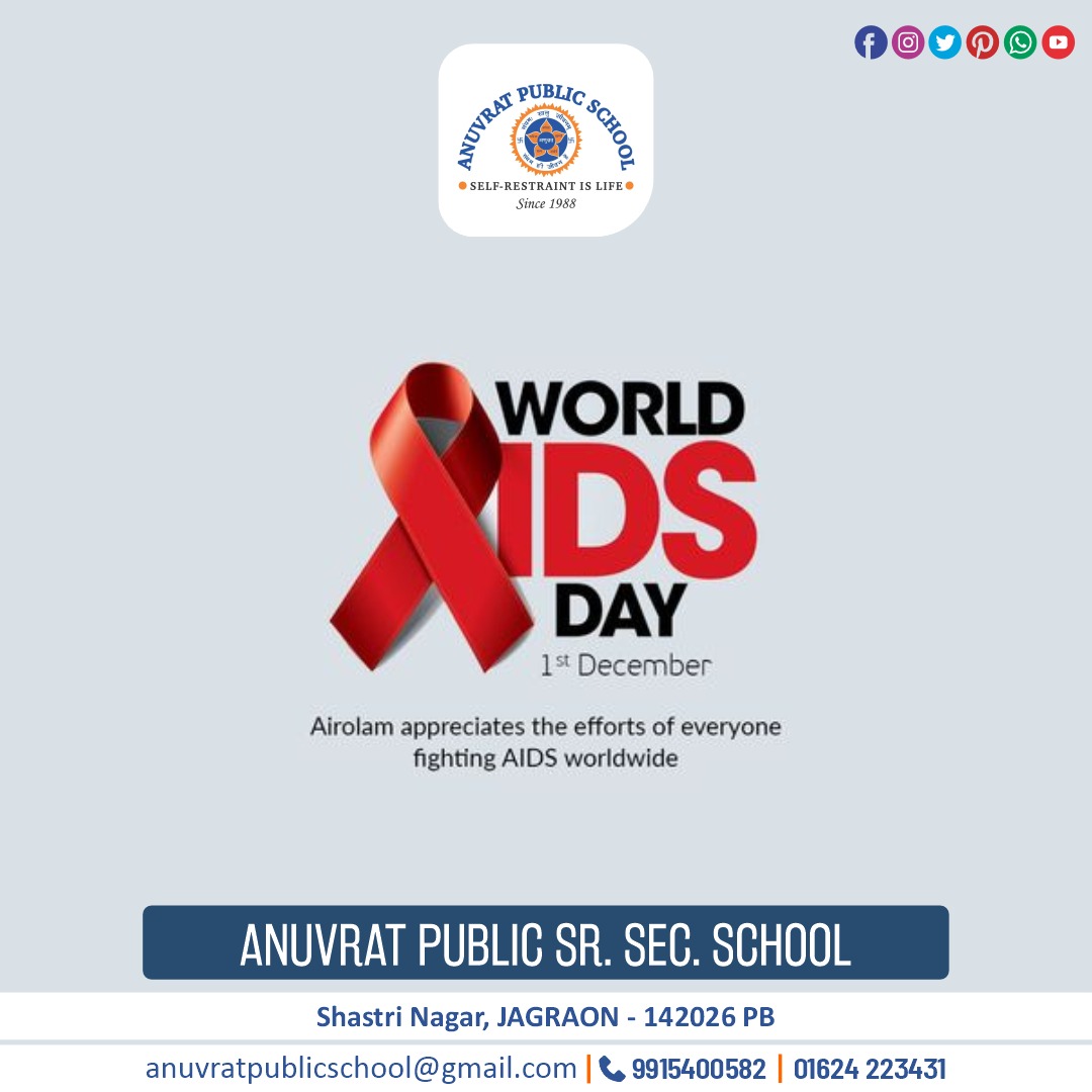 anuvratpublic's tweet image. Let us end AIDS and spread happiness and smiles.
#WAD2023
#HIVAwareness2023
#EndsAIDS
#WorldAIDSDay
#BestSchool #Students #Elearning #AnuratPublicSchool #AnuratPublicSeniorSecendarySchool #ShastriNagar
#Jagroan #Punjab