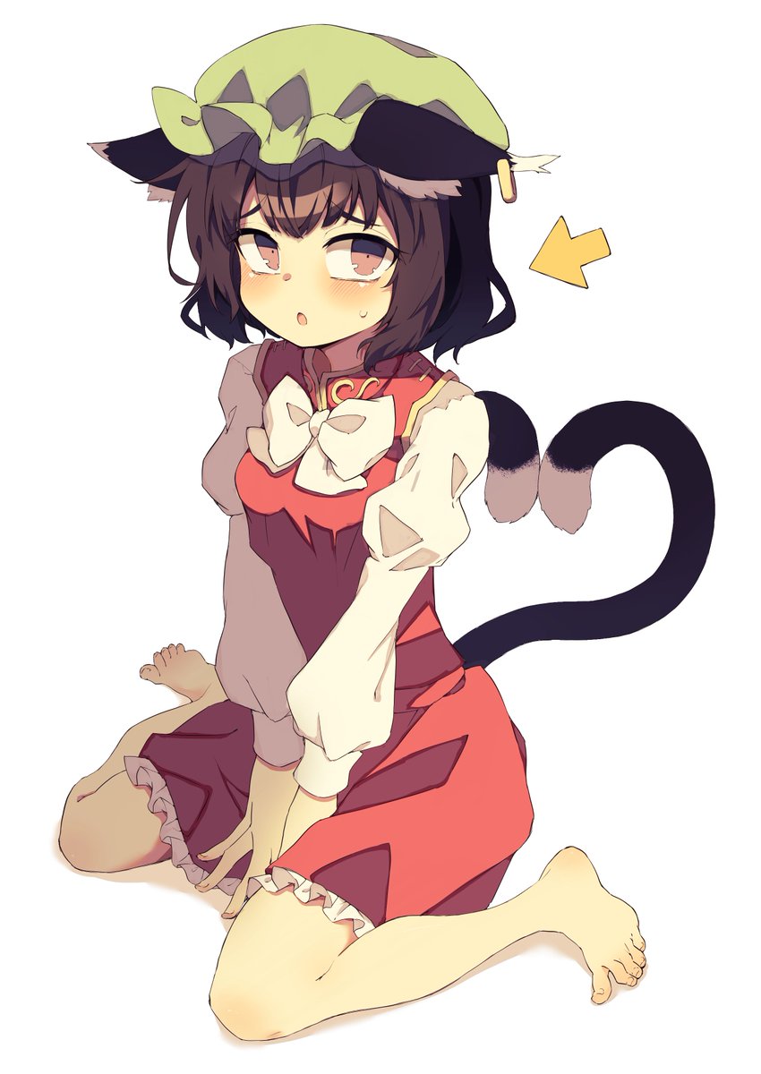 chen 1girl tail animal ears cat ears solo hat cat tail  illustration images