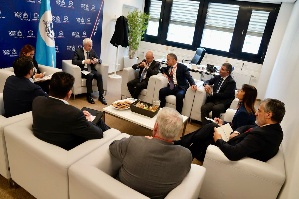 INTERPOL_SG's tweet image. The #INTERPOLGA is about bringing countries together. I was pleased to join a trilateral discussion with the delegations from Albania 🇦🇱 and Italy 🇮🇹 . Looking forward to even greater cooperation in the future.