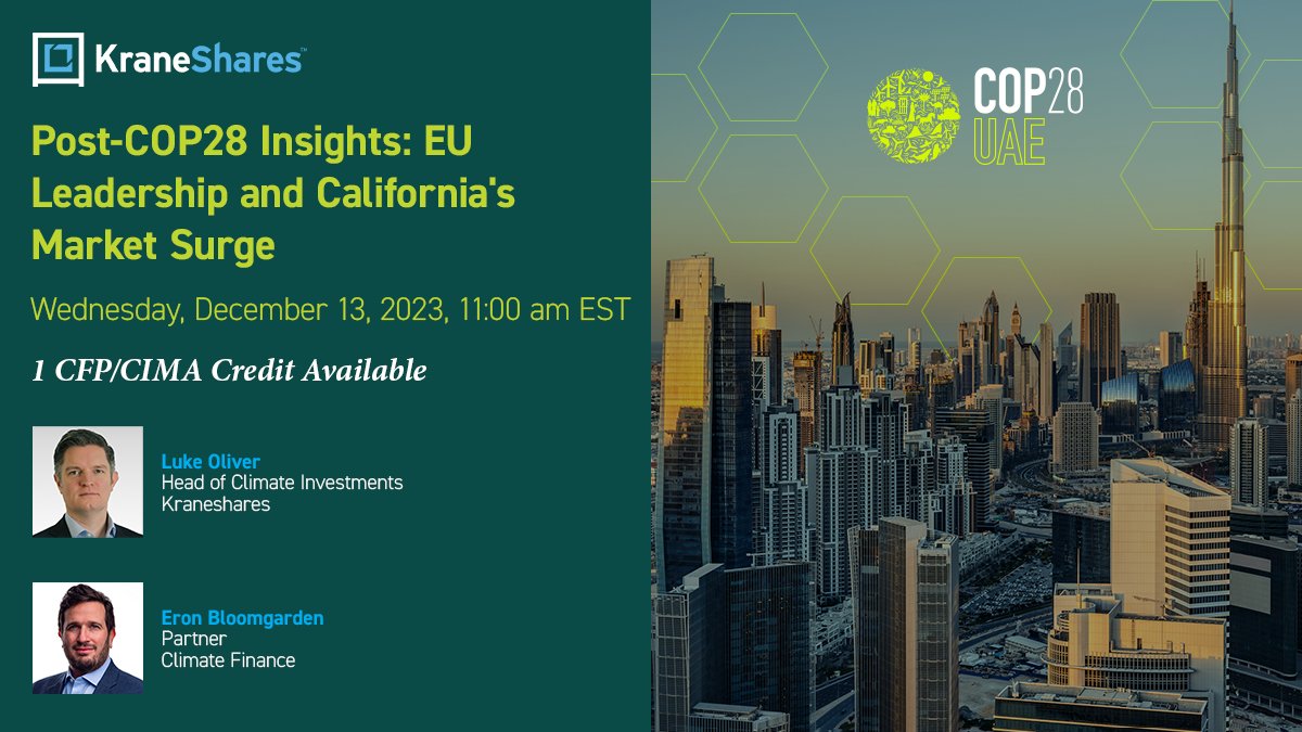 Join @LukeAOliver and @CClifi's @eronblo for a webinar discussing the major takeaways from #COP28, how California #carbon markets could continue to be the breakout market of 2024, and the benefits of #investing in carbon and how it can fit within an #investment portfolio.…