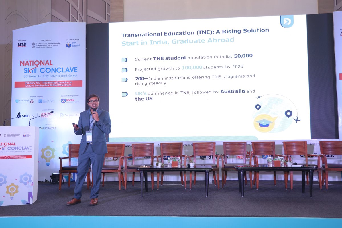 Apacnewsnetwork's tweet photo. Industry Presentation by Shrenik Parmar, CEO, @degreelabs at APAC National Skill Conclave in Ahmedabad on 30th November, 2023.

#APACSkill #NationalSkillConclave #Gujarat https://t.co/Cd3Swc5LGl