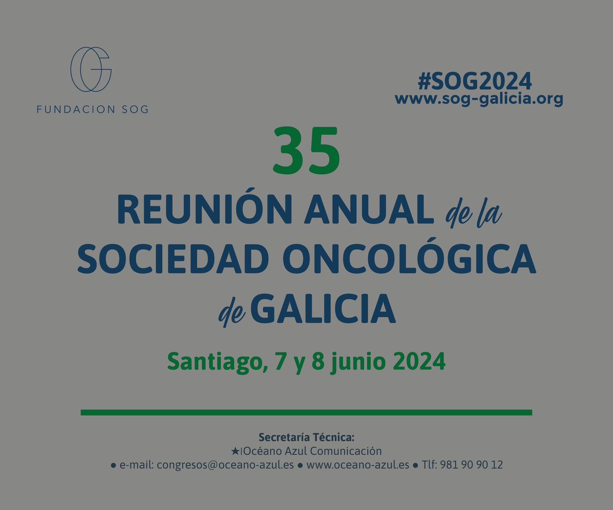 Save the date!

Los días 7 y 8 de junio ’2024, la #FundacionSOG celebrará su 35 Reunión Anual en Santiago de Compostela.

Síguenos en #SOG2024 para informarte de actualizaciones y compartir contenidos.

#oncologíaGalicia