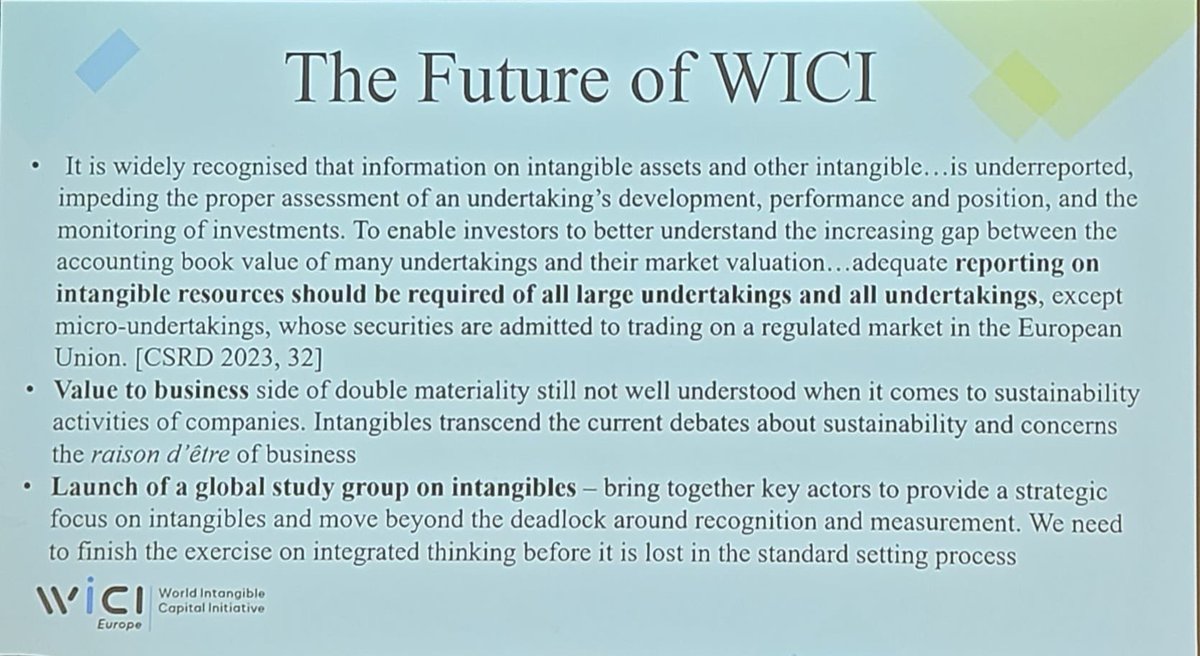 #reporting on #intangible 
#WiCi_Initiative
Delighted  to attend in Brussels 4TH WICI EUROPE INTERNATIONAL POLICY CONFERENCE “INTANGIBLES: THE EUROPEAN STATE OF THE ART 🤩 improving capital allocation through better organisation reporting information

eiasm.net/node/109