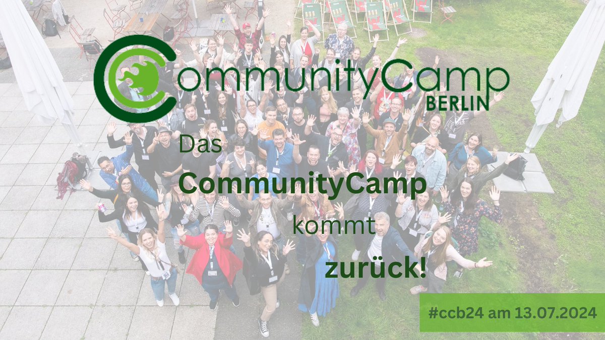 communitycamp (@communitycamp) on Twitter photo Heute ist der 1. Dezember und wir haben hinter dem ersten Kalendertürchen etwas ganz Besonderes für euch. Das #ccb24 findet am 13.07.2024 statt. Save the Date! Und erzählt es weiter. Ticketing startet Anfang 2024. Heute ist der 1. Dezember und wir haben hinter dem ersten Kalendertürchen etwas ganz Besonderes für euch. Das #ccb24 findet am 13.07.2024 statt. Save the Date! Und erzählt es weiter. Ticketing startet Anfang 2024.